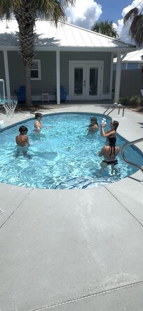 Playing 7-up at the pool!