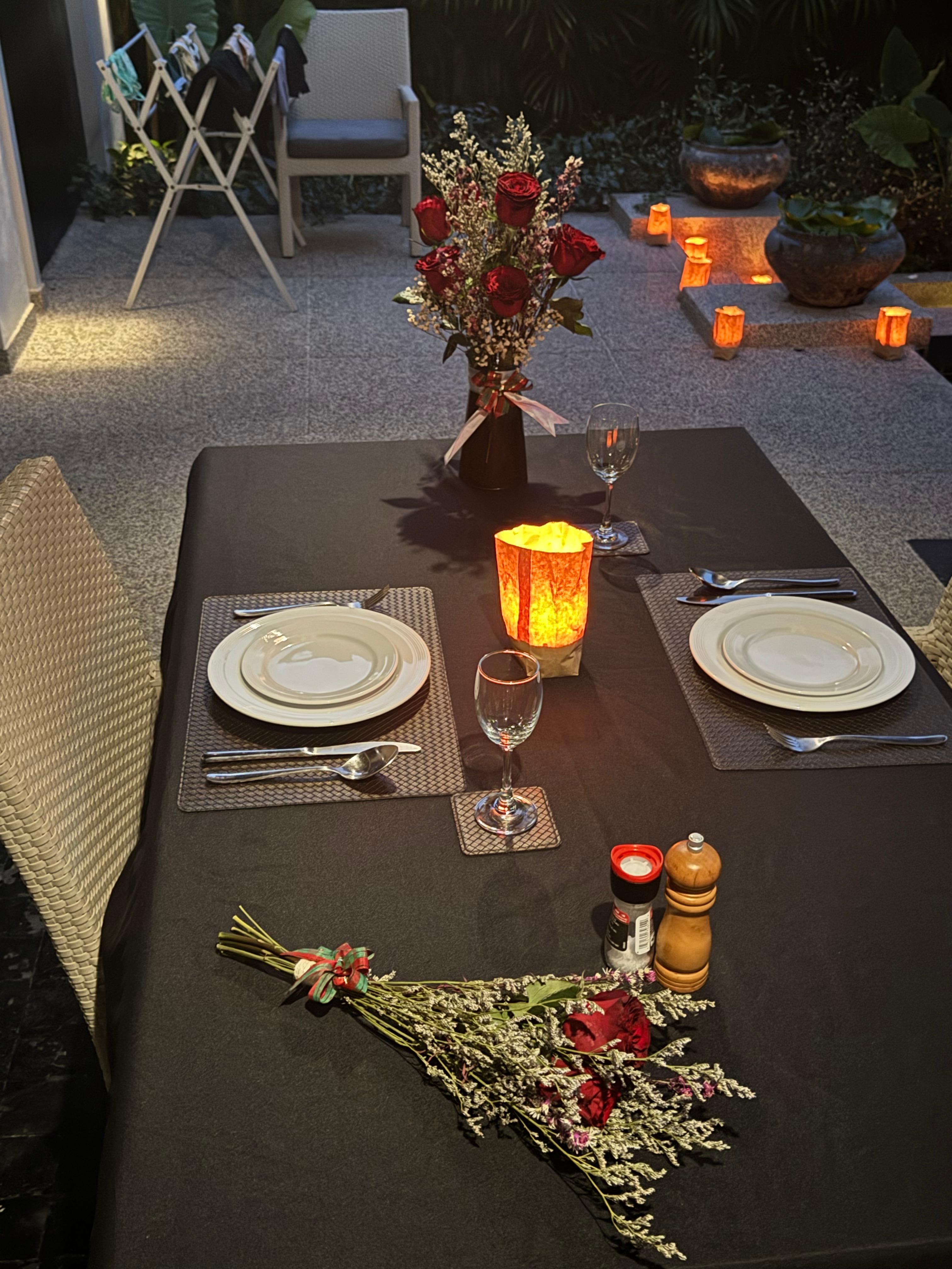 Romantic dinner set up