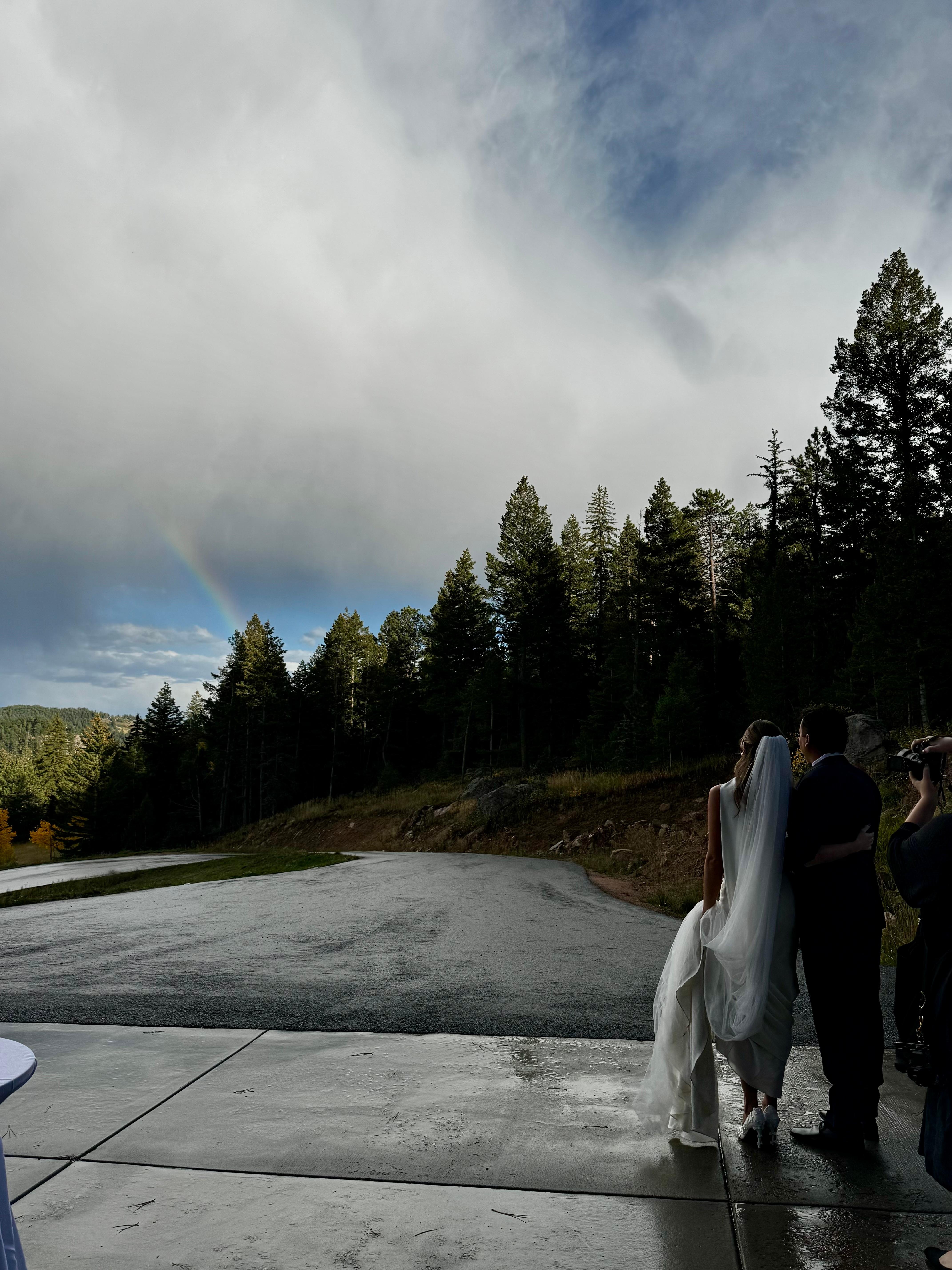After the wedding everyone was in the reception area and it started to to rain and gave my daughter and her husband a beautiful rainbow.  They almost missed it! 