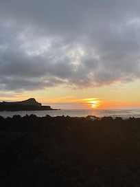 sunset from the beach bar at Biscoitos