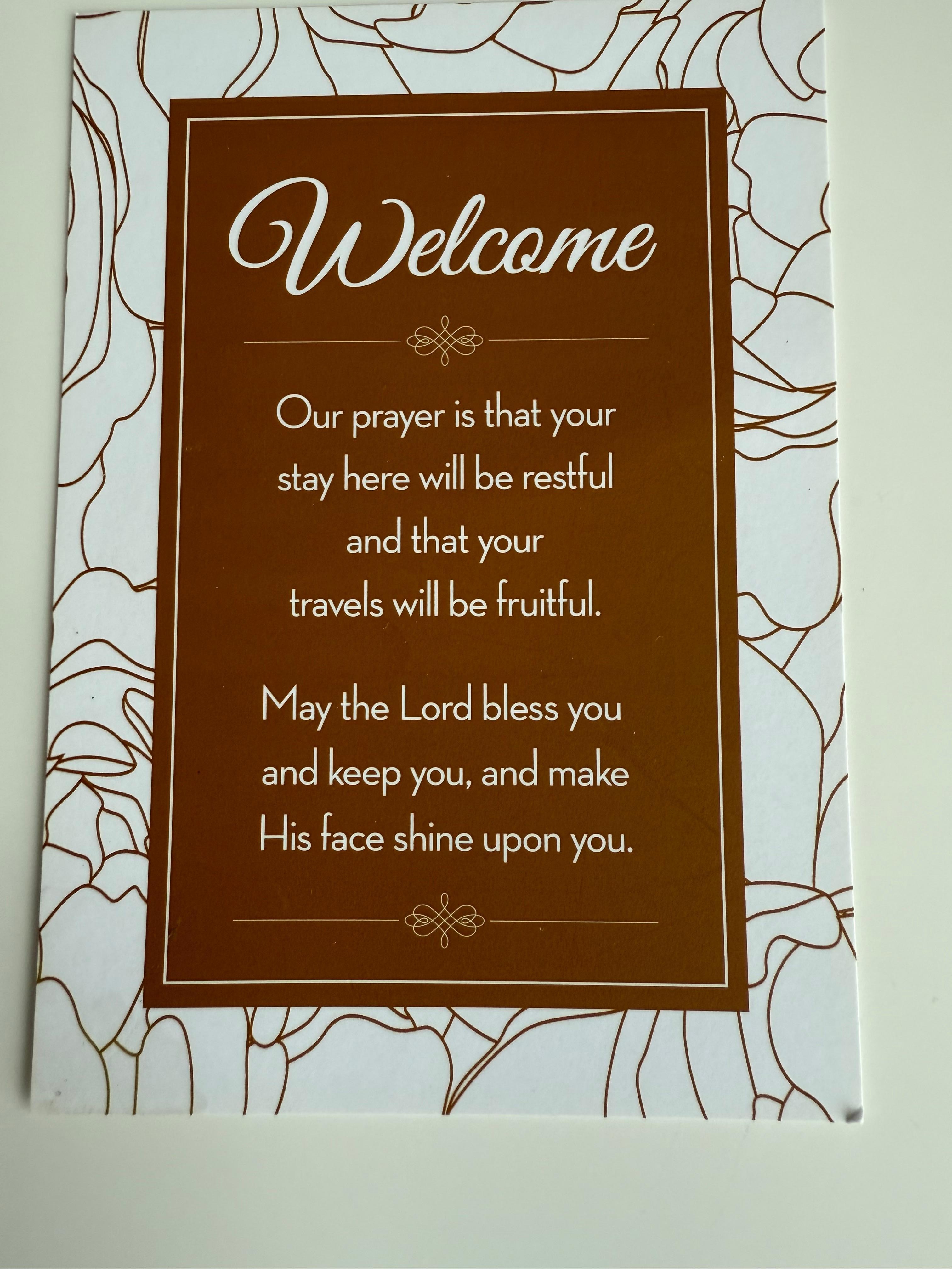 Welcome card in the room - nice touch!