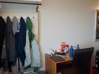 Desk, chair, coat rack