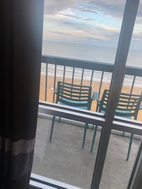 Window looking over balcony.