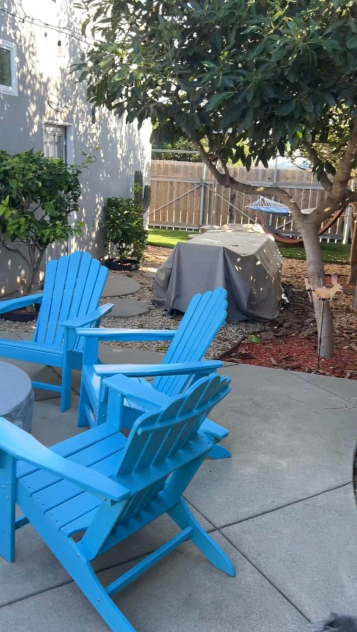 Outside dining and hammock 