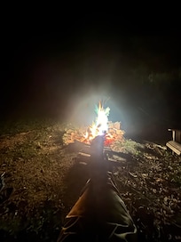 Couple brewskies by the fire