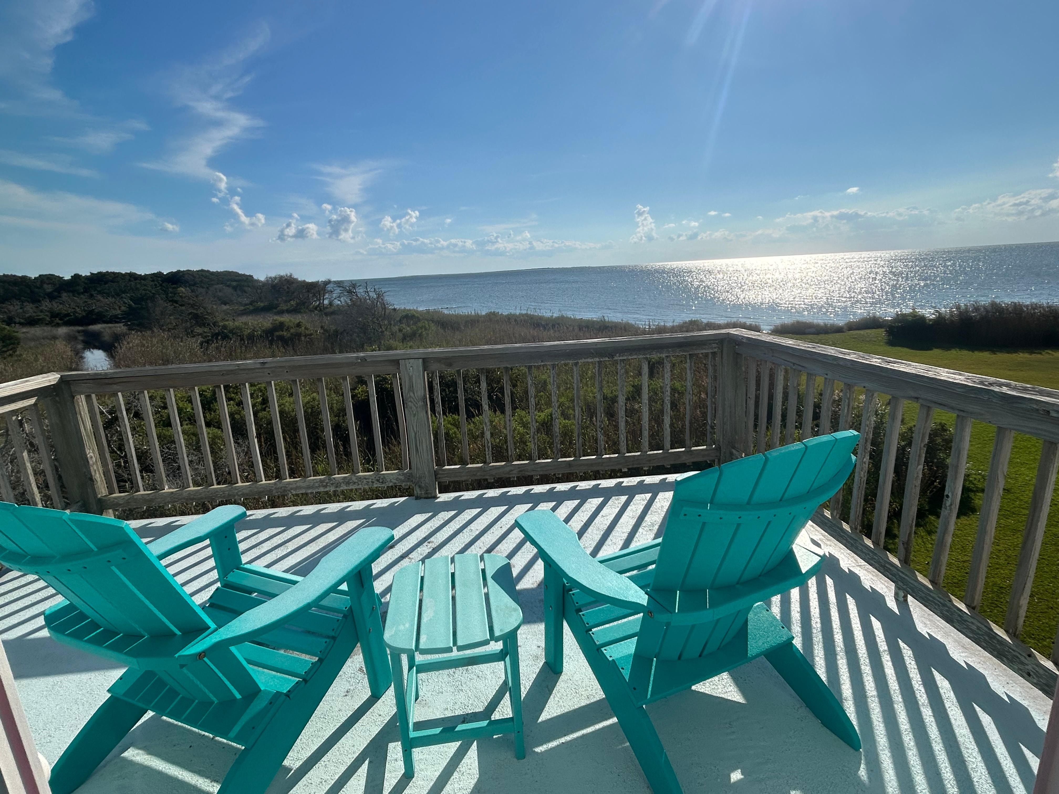 The view of the sound from the deck our first day 