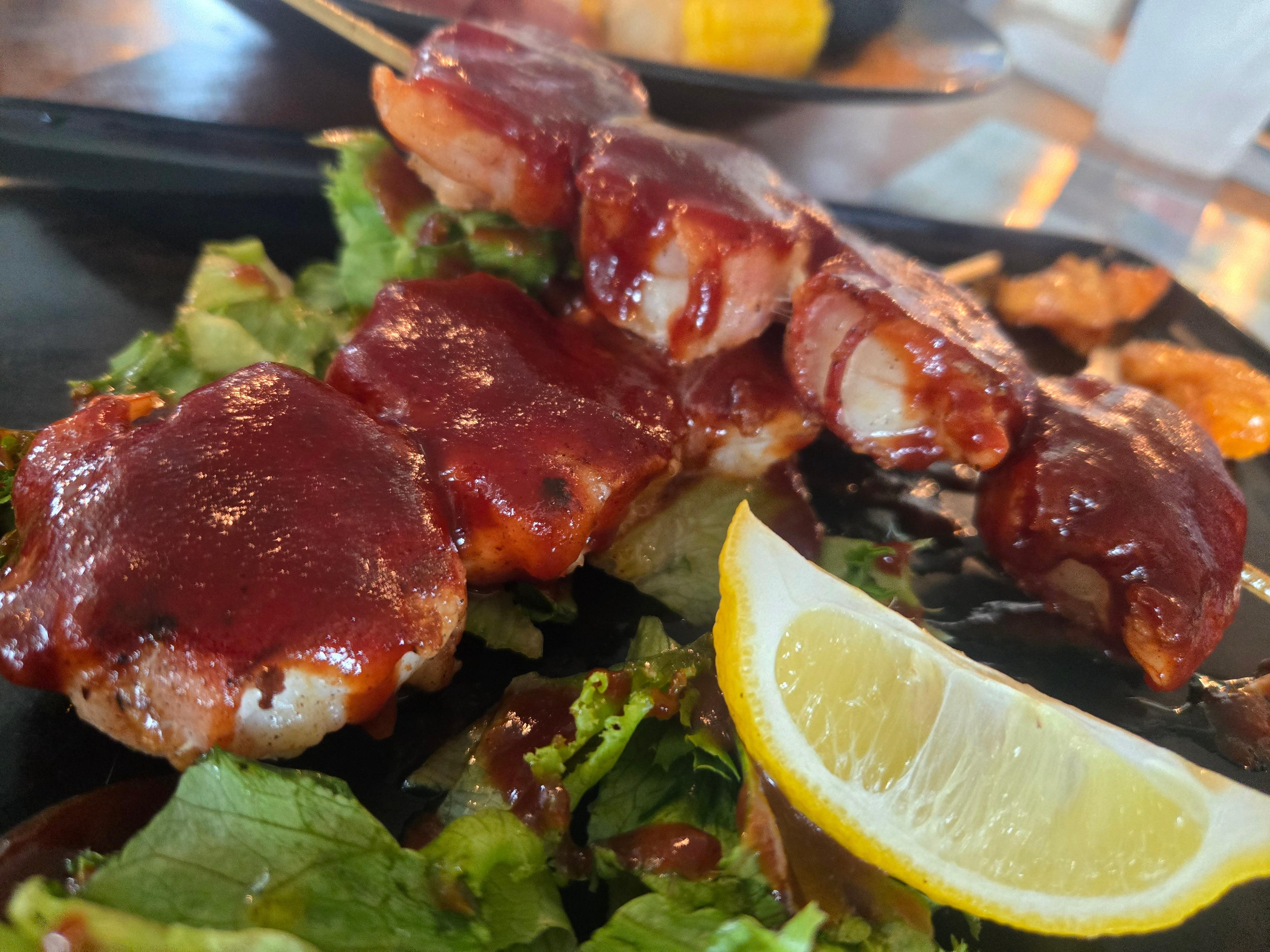 Bbq bacon wrapped shrimp at Ocean Isle Fish Company
