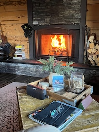 Fireplace and living room