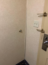 It looked as though the front wall of the room was pulling away from the wall of the bathroom
