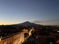 Mt. Etna from the rooftop restaurant