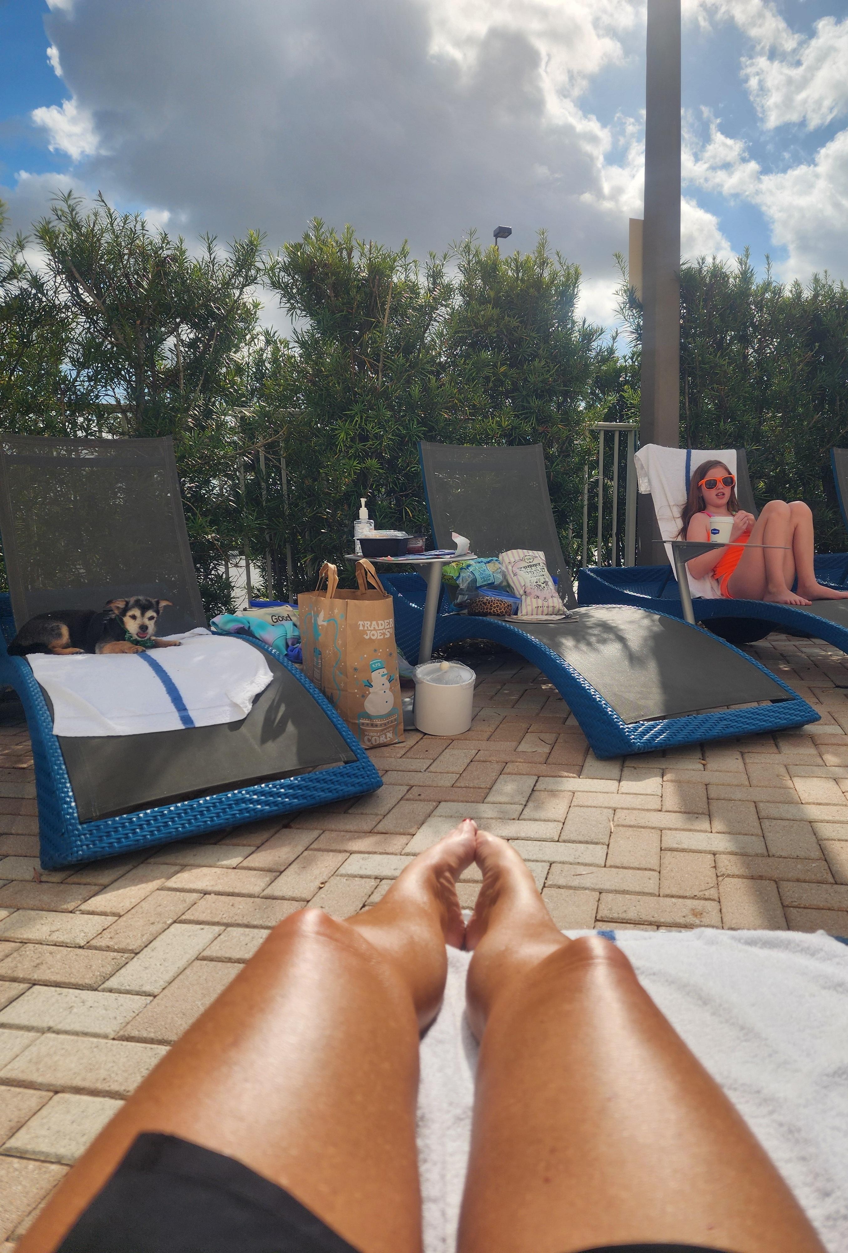 Great sun exposure, shaded areas for kids, good chairs, towels provided for the pool! 