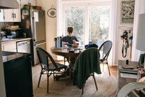 Working on some project in the kitchen