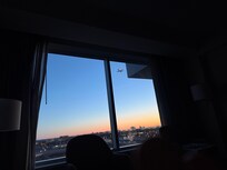 View in the morning. Notice the plane flying out.