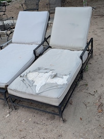 Lounge chair by pond