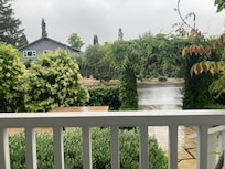 Morning coffee view on a rainy day.