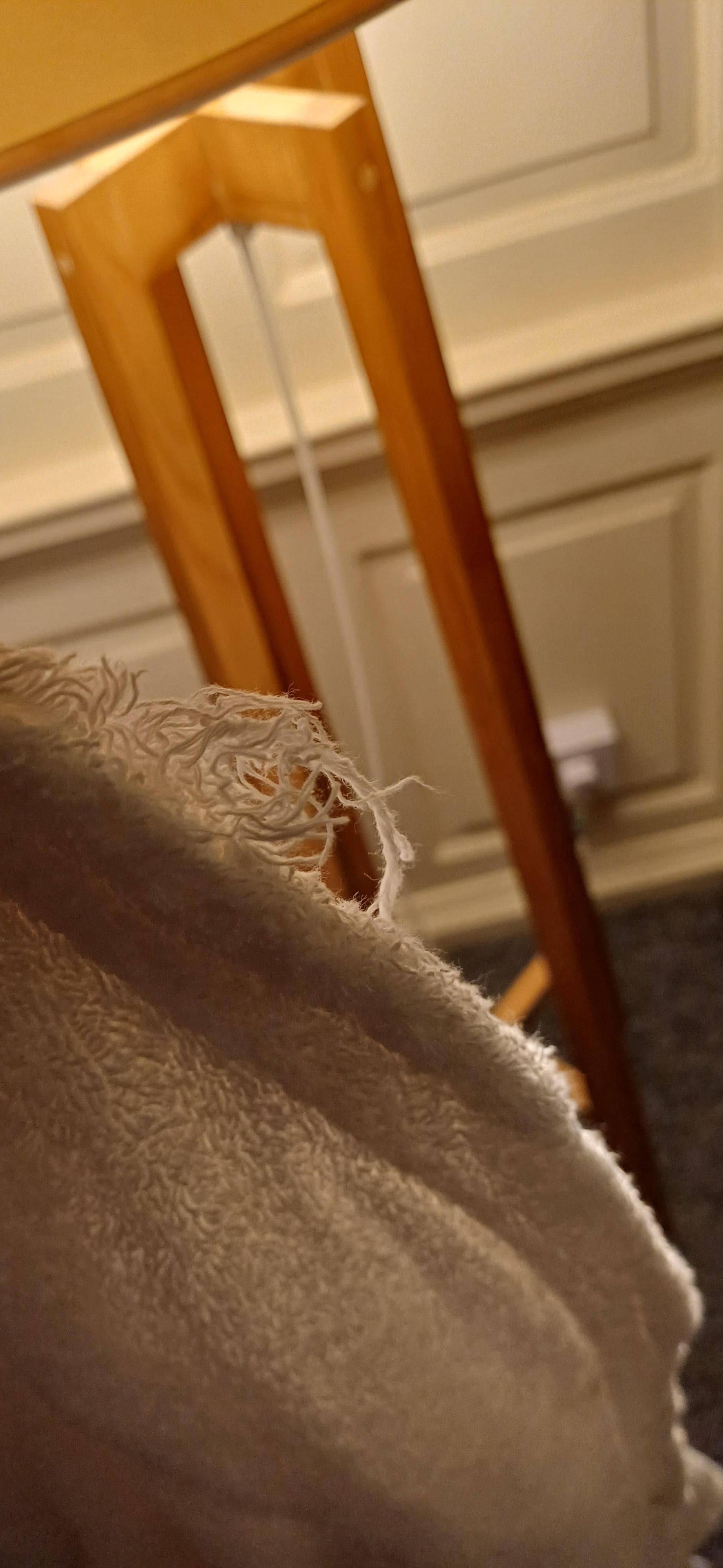 Frayed bathrobe