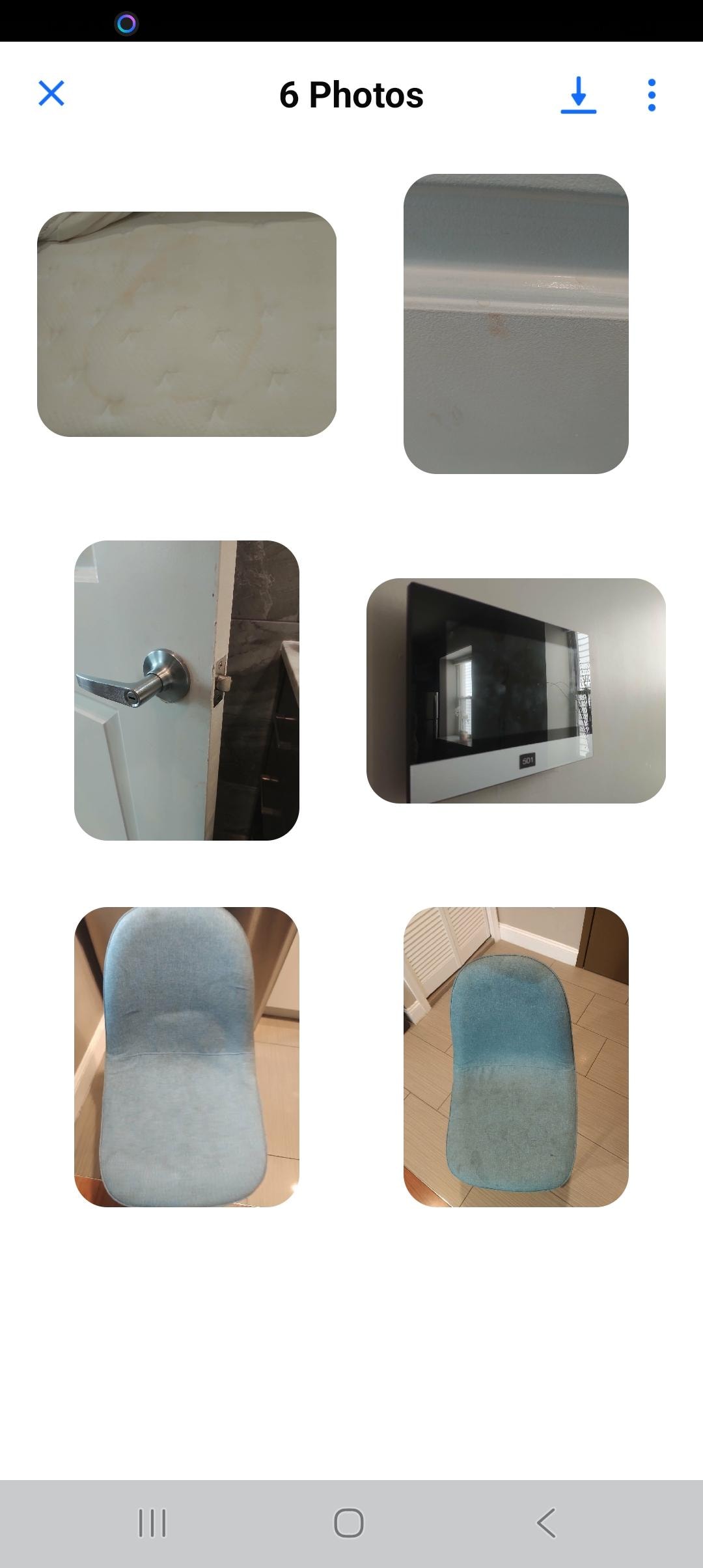 Stains on the mattress, seats, kitchen has had no real surface cleaning (greasy and sticky surfaces, dial knots etc.)