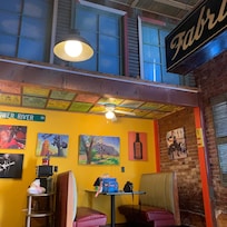 Dining area. Love the high ceilings