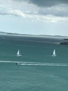 View of sailboats from the balcony.