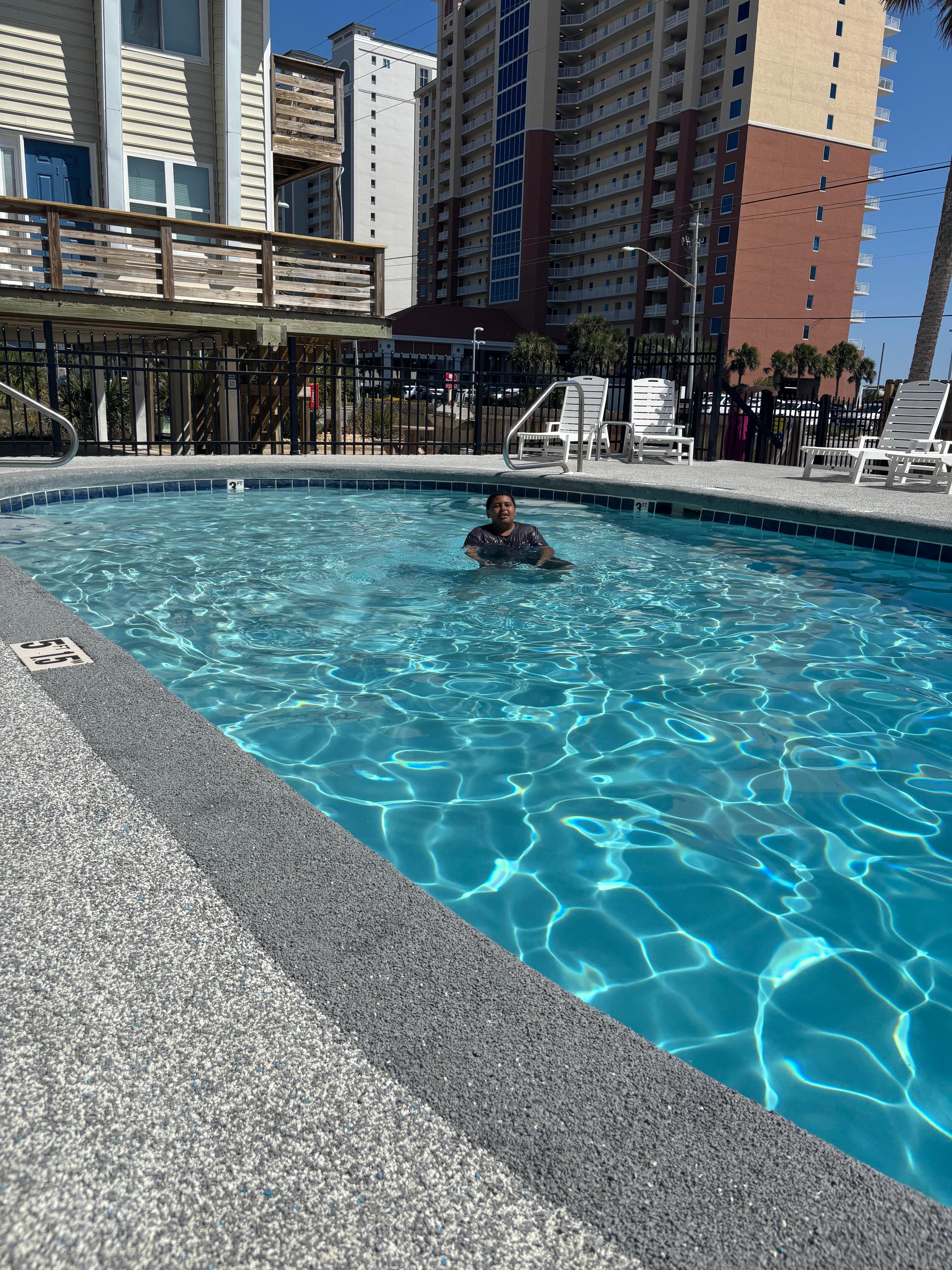 Nice pool, when I booked there wasn’t any pool pictures. I asked for pictures but they just confirmed there was one.