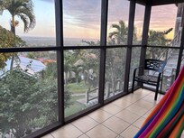 Porch overlooking town and beyond.