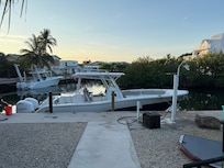 Morning backyard view of boat before Fishing