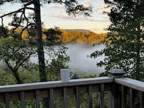 A light fog in the valley overlooking the beautiful Ozark Mountains while drinking morning coffee from the back porch. It cleared quickly. Made a nice photo!
