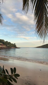 A sunset picture at the private beach across the street from the property.