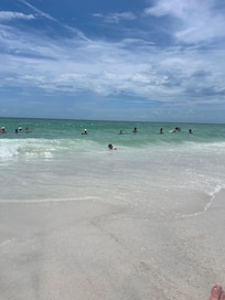 Beautiful beach just steps away.