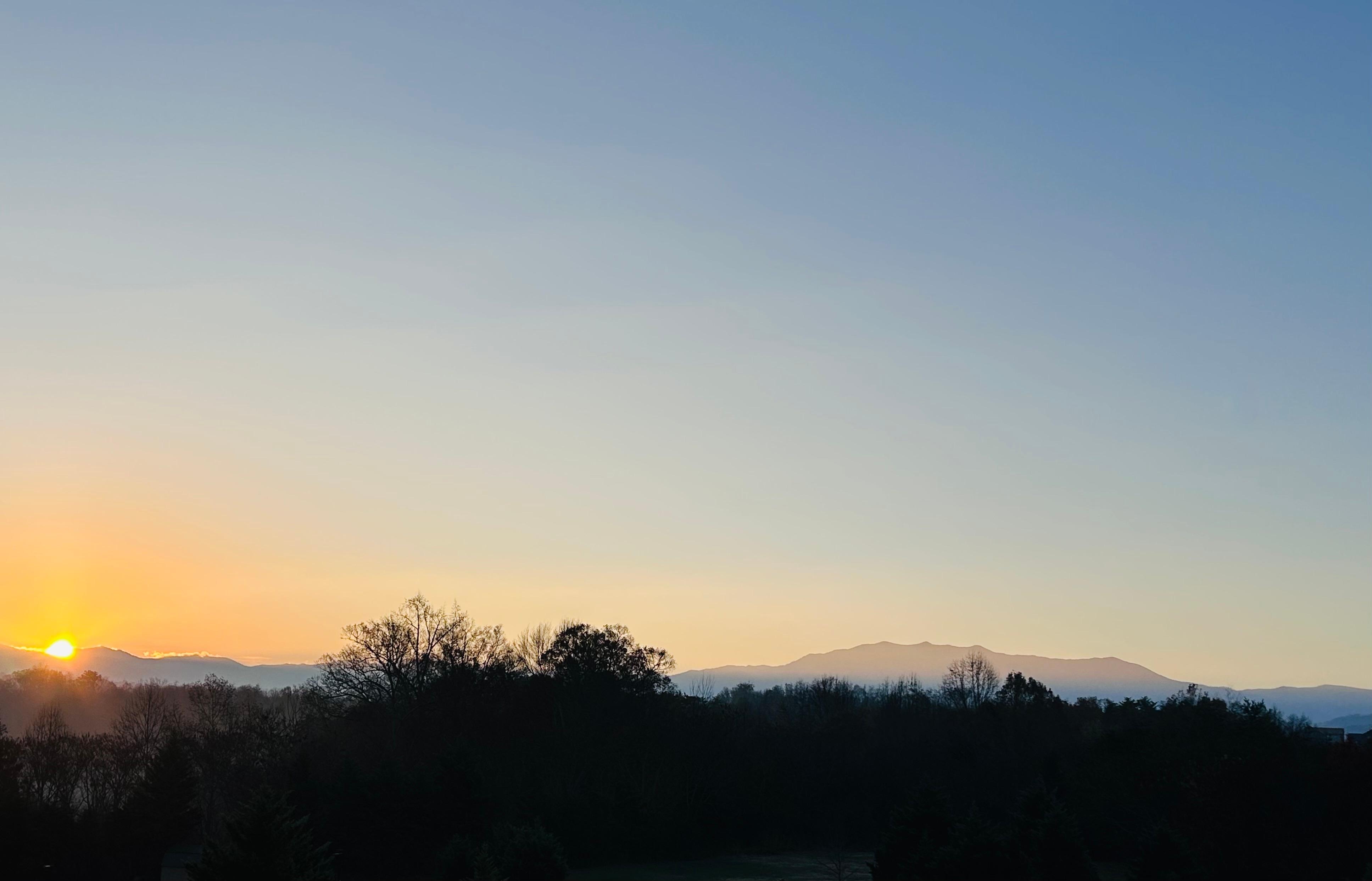 Morning sunrise on Mt. LeConte from deck of condo. 