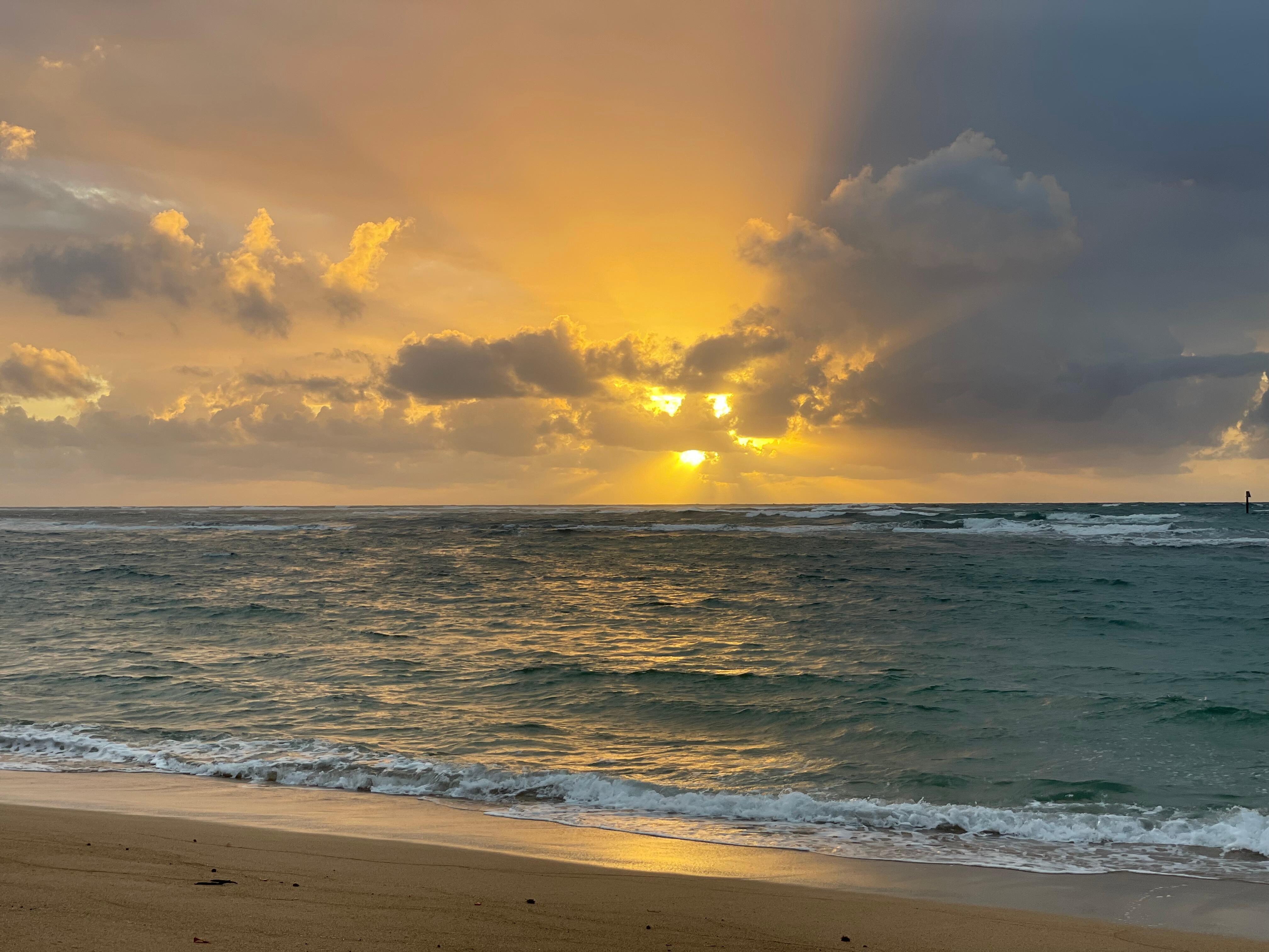 Sunrise from the beach (3-5 minute walk from room)