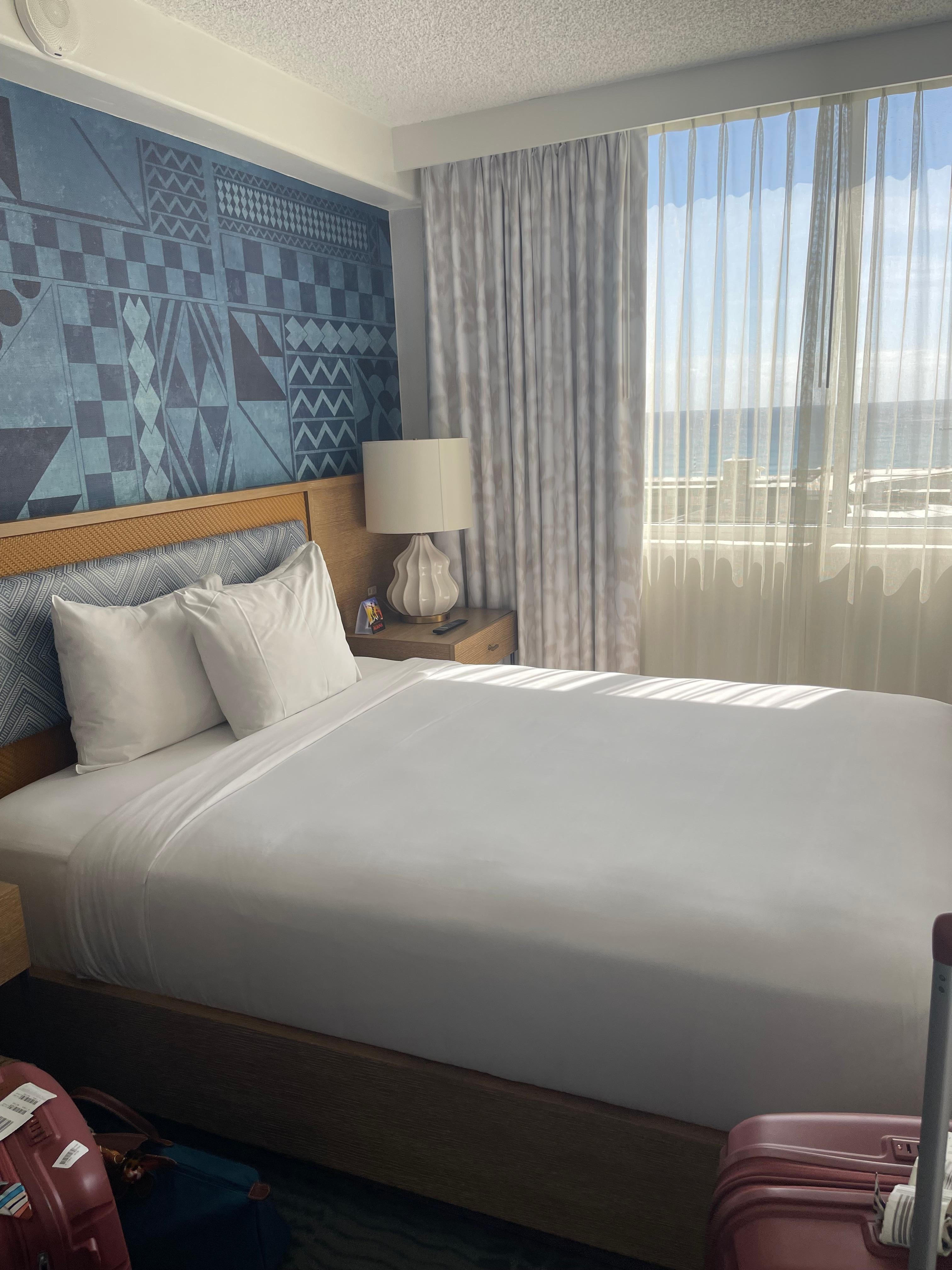 This was our room. (Not pictured) : Behind me was a small closet and a small coffee bar, and then to the right was the very cozy bathroom