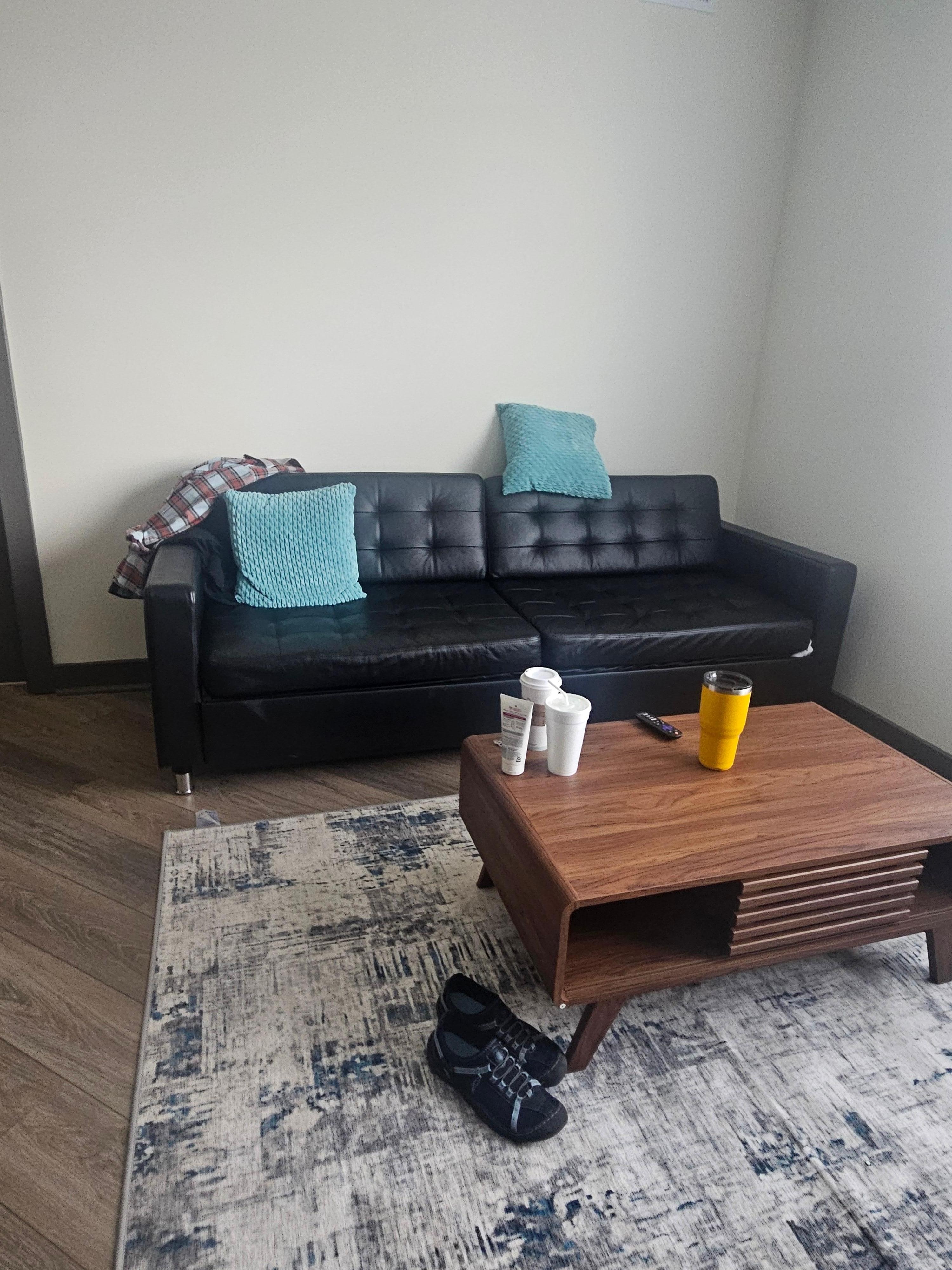 The seat cushion folds over, and you have to place pillows under it to make it semi-usable as a sleeping arrangement for 2. Perfectly comfortable for 1 adult, or 2 small chdren.