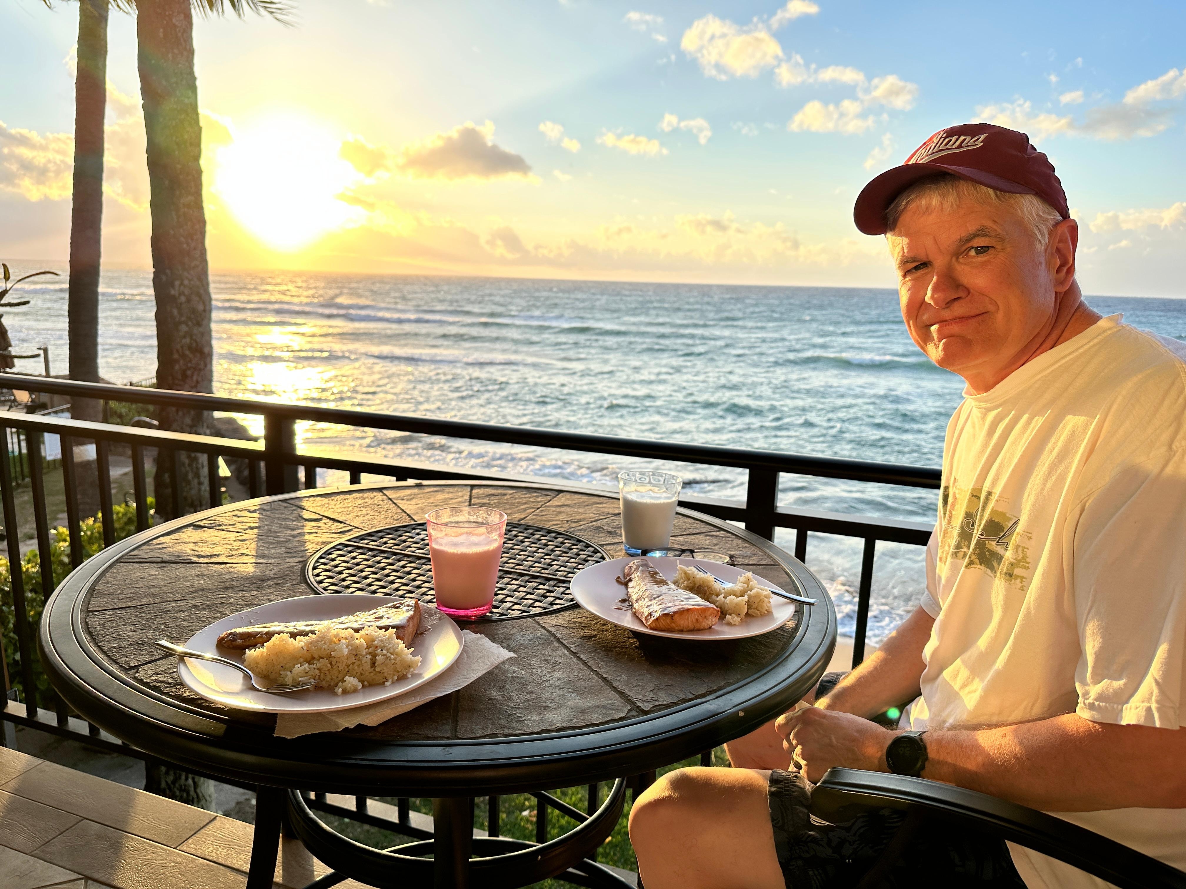 Dinners on the balcony at sunset… better than any restaurant setting. 