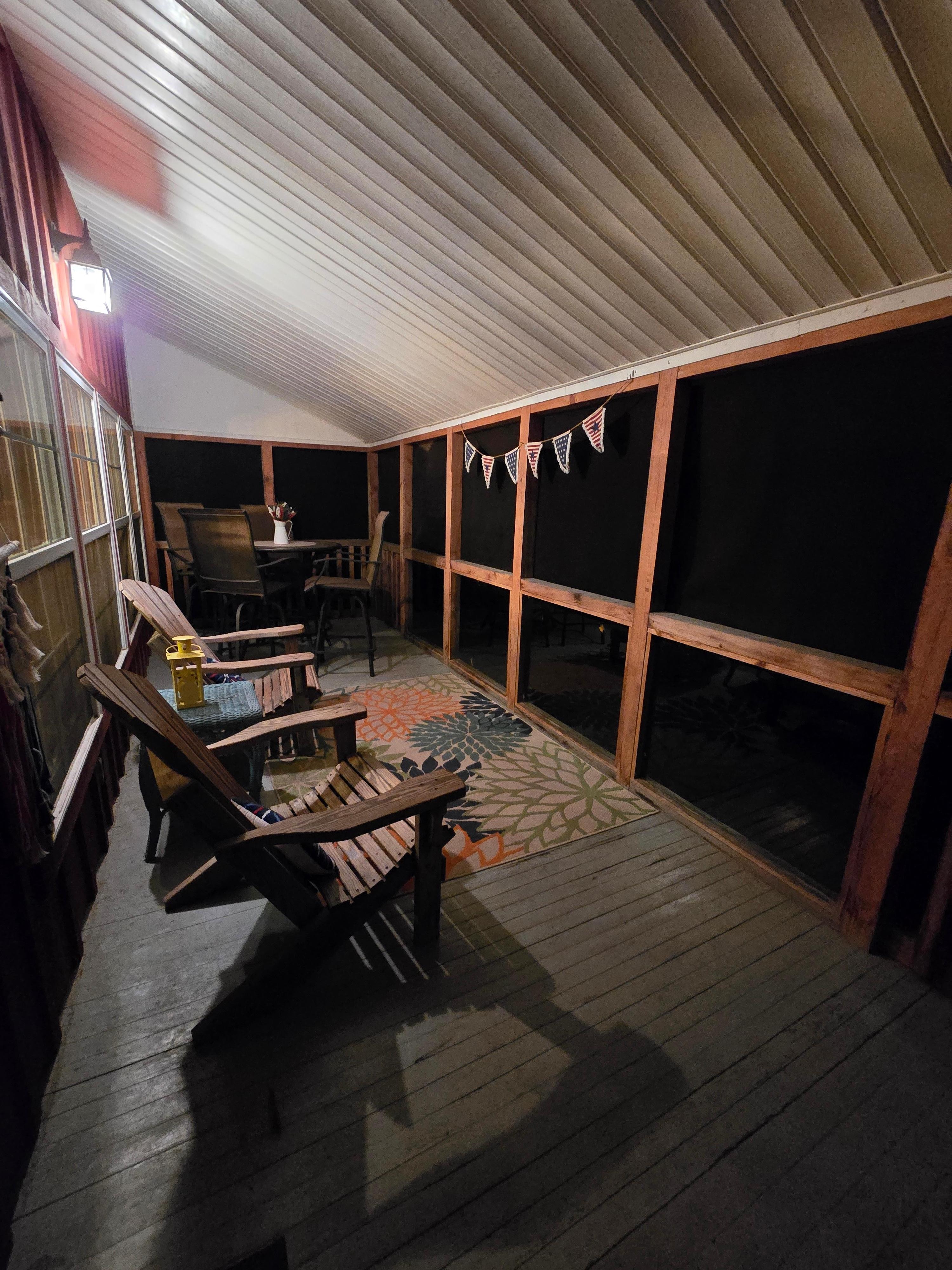 Screened-in deck.