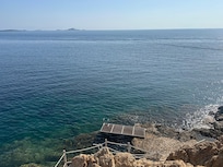 Swimming platform below