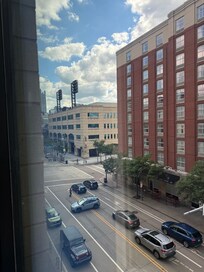 View through broken shade window