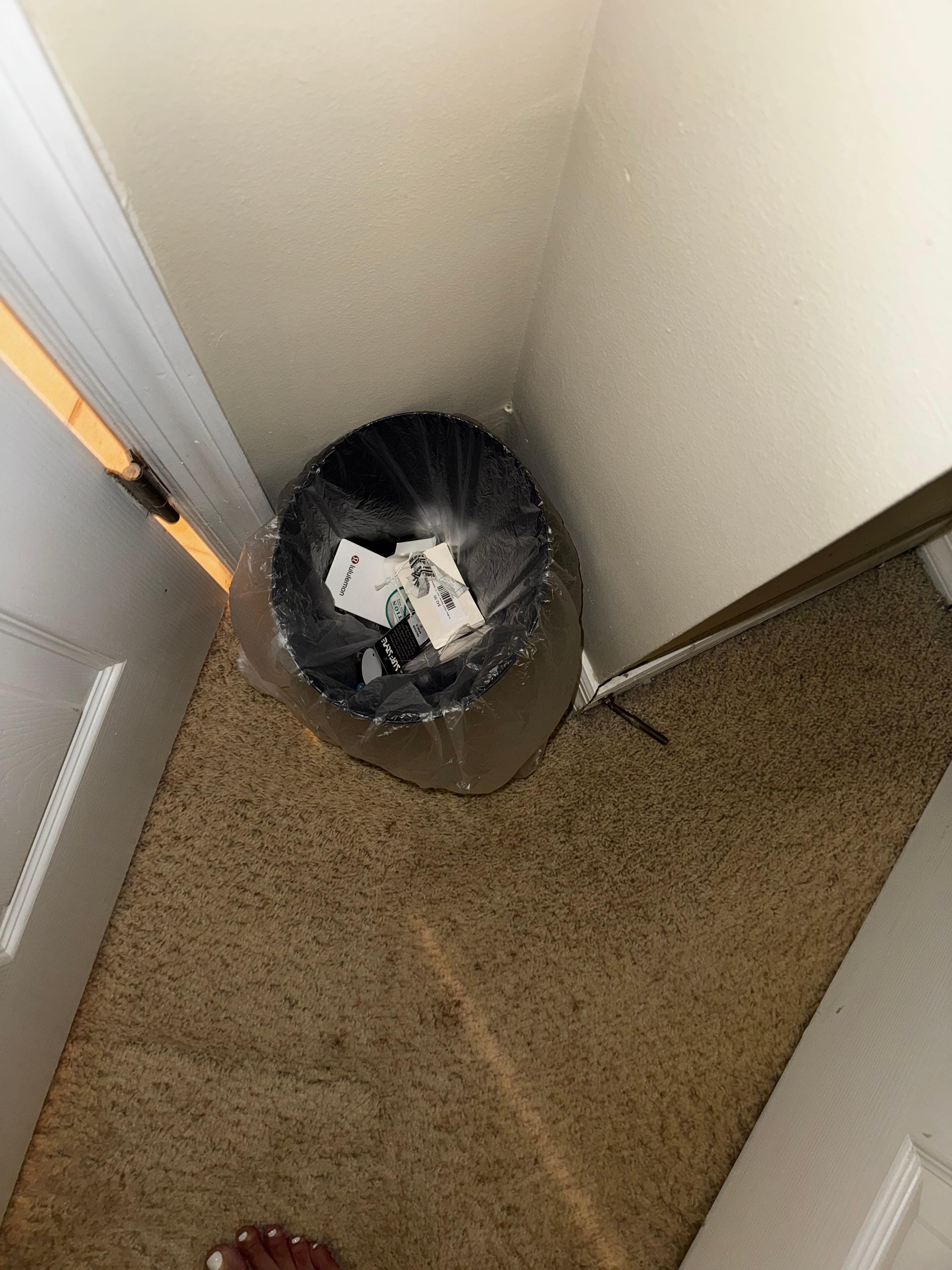 Small amount of trash in trash can upon our arrival
