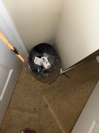 Small amount of trash in trash can upon our arrival