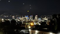View of the city from the rooftop terrace