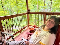 We had a lot of rain, however the porch allows you to stay outside the entire time!