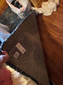 Bedroom rug wet from one of many leaks saturated our shoes