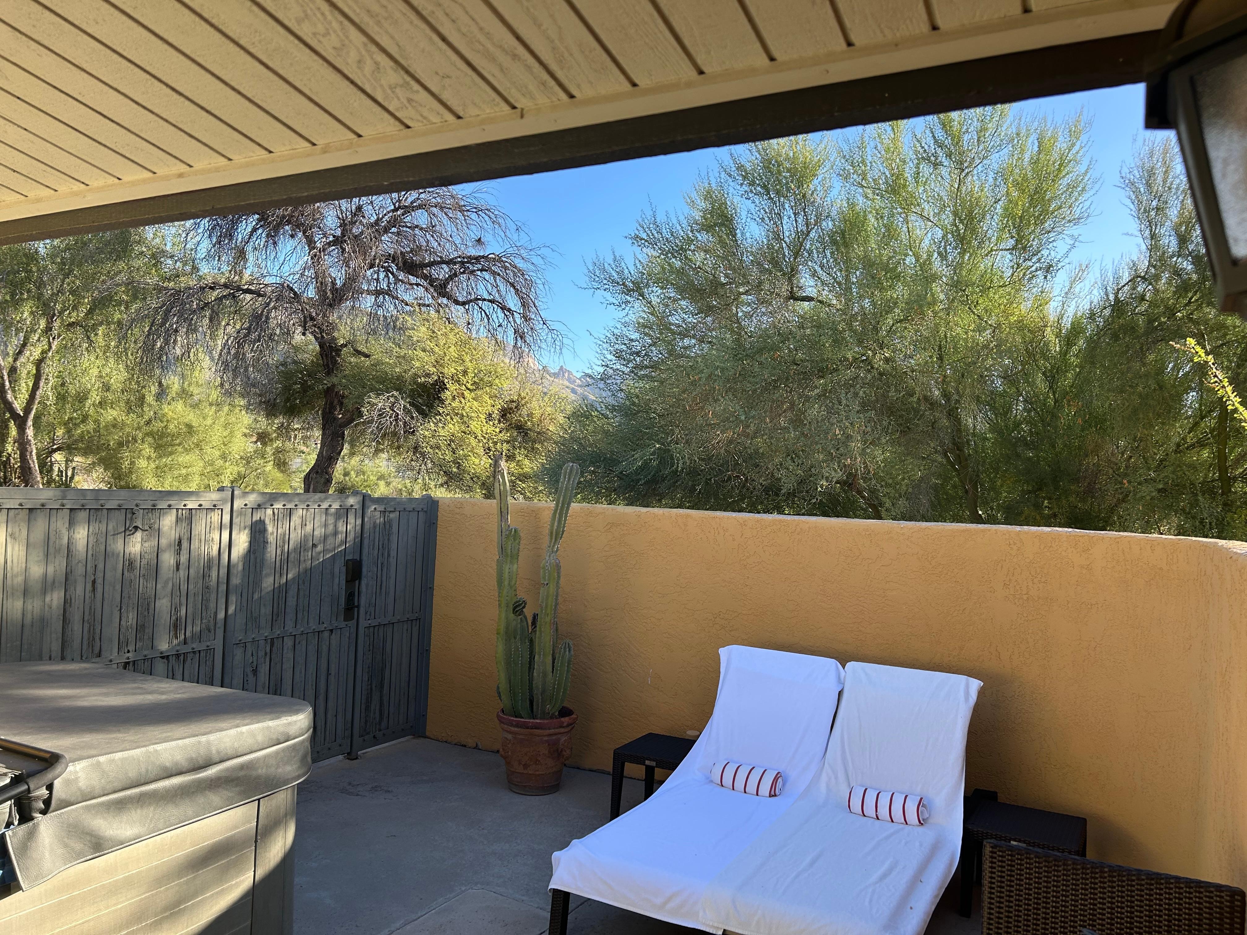 Private patio and jacuzzi