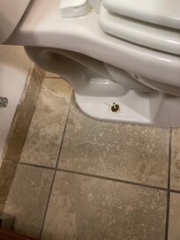 Toilet not anchored to floor….missing nuts
Toilet rocked