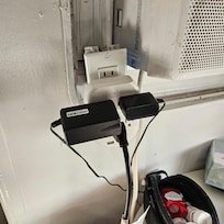 Numerous extension cords everywhere 