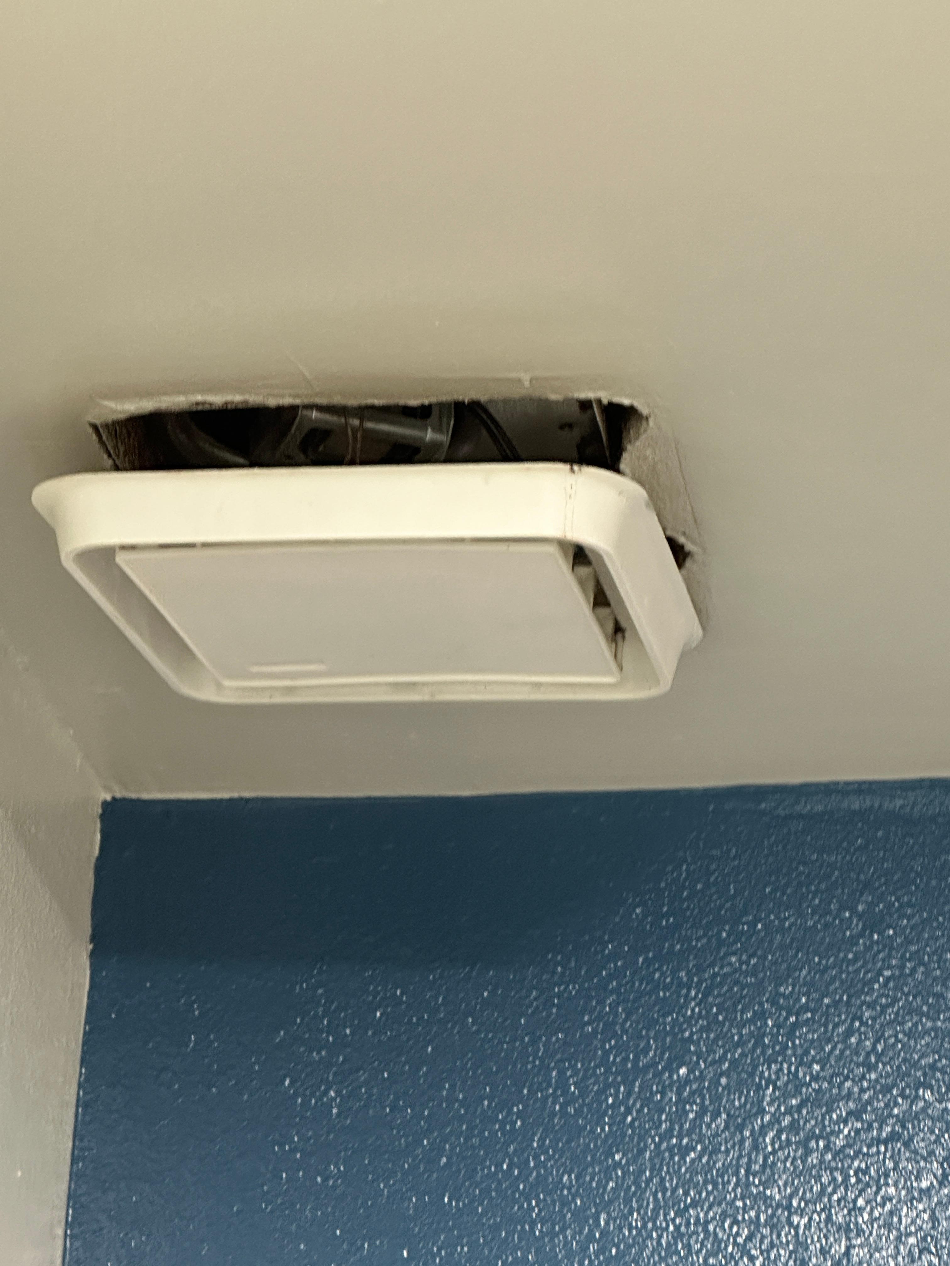 The vent in the bathroom was falllinf off the ceiling 