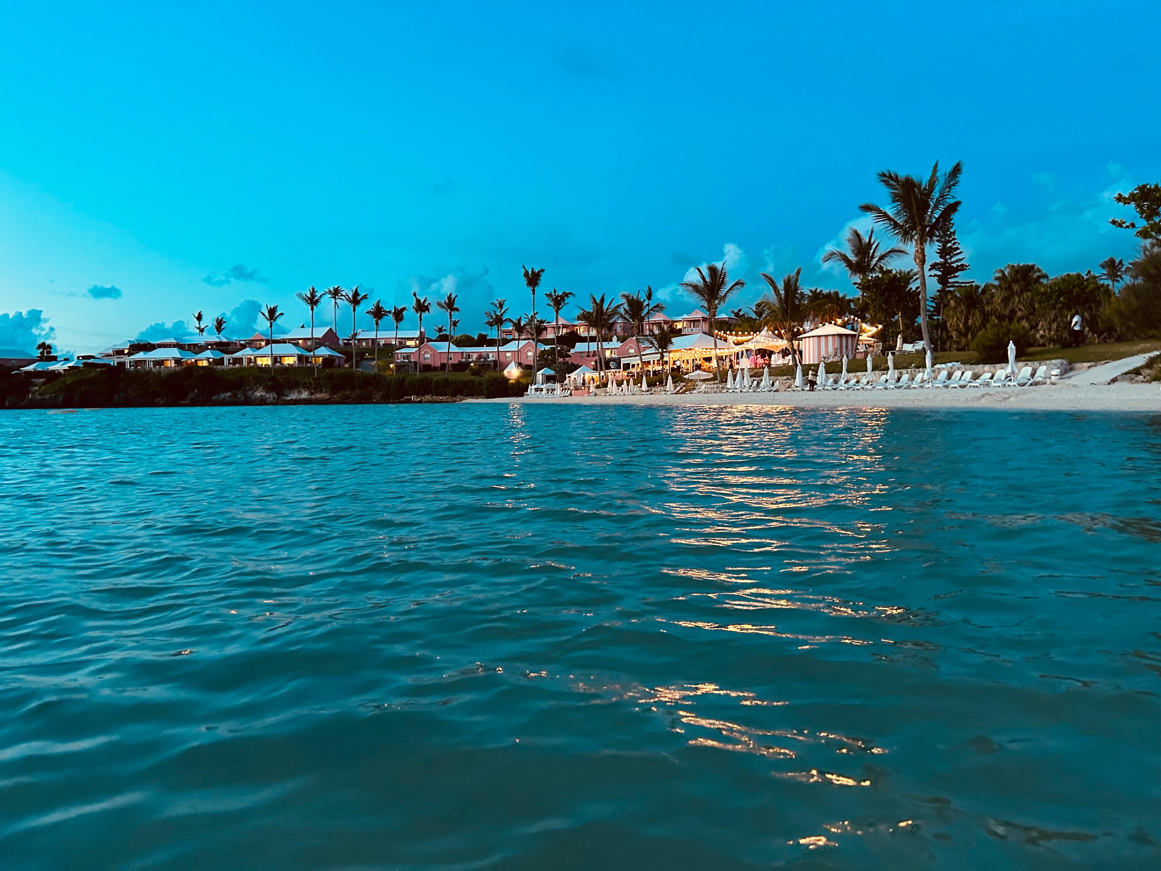 View from the ocean toward the neighboring resort 