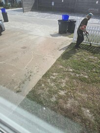 I had to run outside to move my vehicle he had all the debris that you see on the driveway on my vehicle