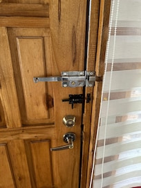 Necessary security on the door to our room