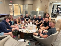 Breakfast in lobby with a family of 11